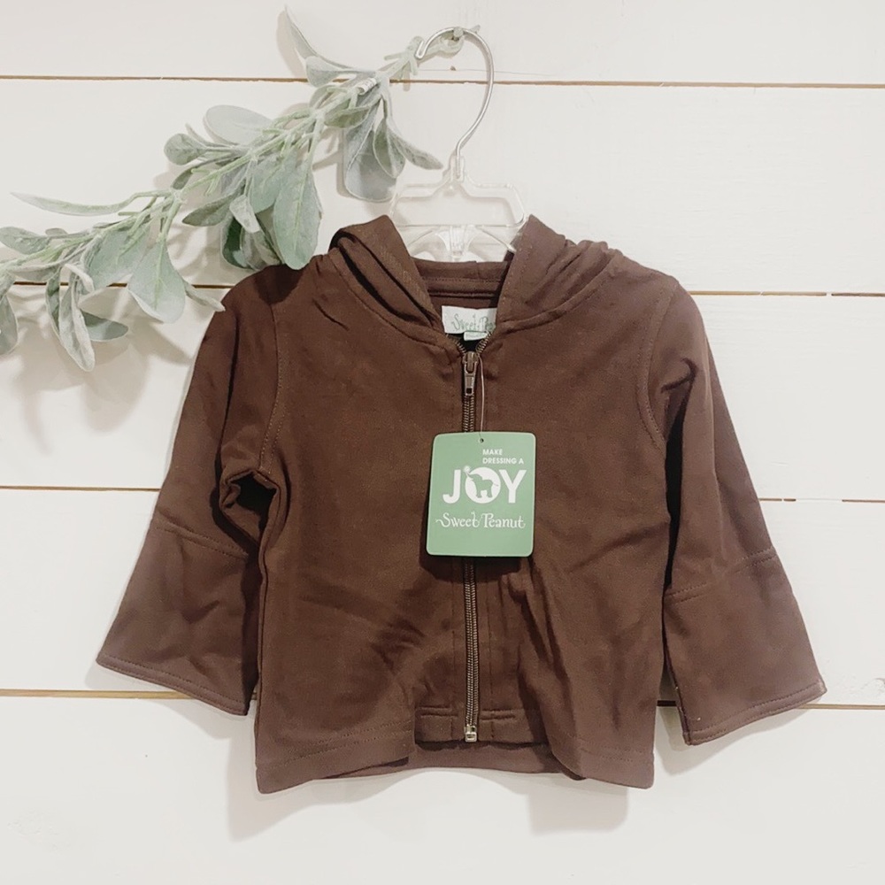 Sweet Peanut Unisex Brown Hoodie NWT 12-18 M